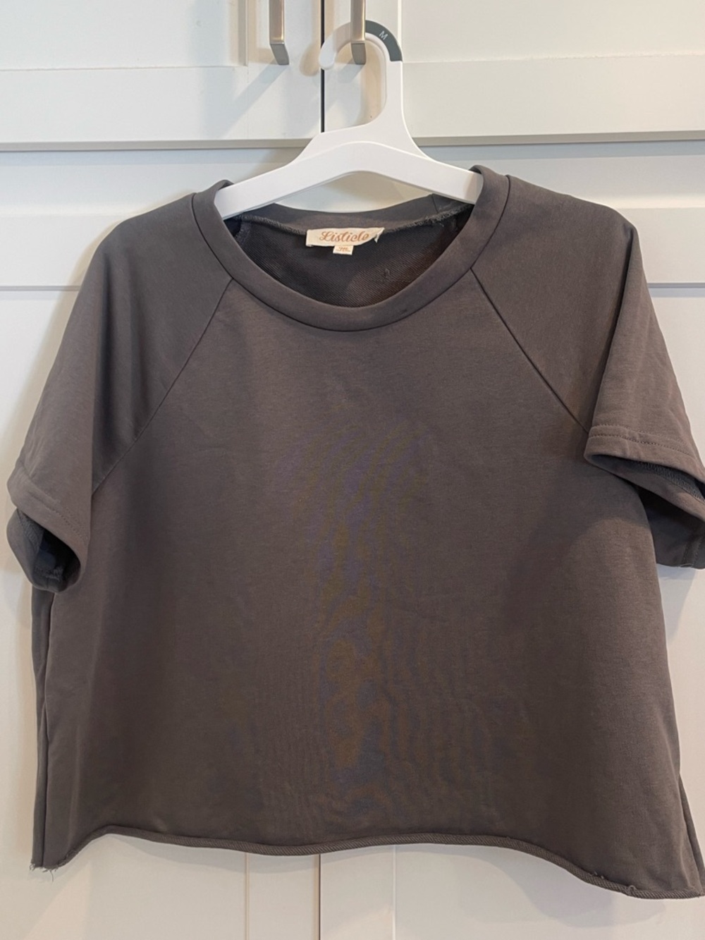 Listicle Short Sleeve Cropped Shirt